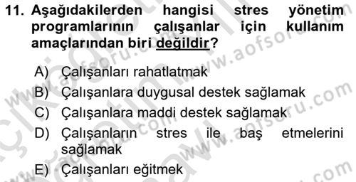 İş Yaşaminda Risk Etmenleri Ve Yönetimsel Faktörler Dersi 2022 - 2023 Yılı Yaz Okulu Sınav Soruları 11. Soru