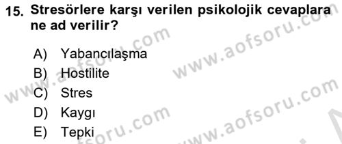 İş Yaşaminda Risk Etmenleri Ve Yönetimsel Faktörler Dersi 2022 - 2023 Yılı Yaz Okulu Sınav Soruları 15. Soru