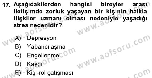 İş Yaşaminda Risk Etmenleri Ve Yönetimsel Faktörler Dersi 2022 - 2023 Yılı Yaz Okulu Sınav Soruları 17. Soru