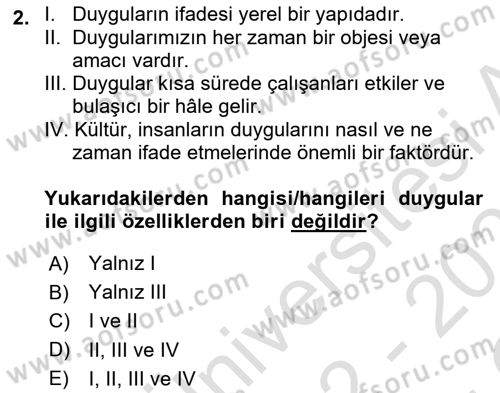 İş Yaşaminda Risk Etmenleri Ve Yönetimsel Faktörler Dersi 2022 - 2023 Yılı Yaz Okulu Sınav Soruları 2. Soru