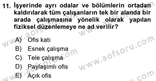 İş Yaşaminda Risk Etmenleri Ve Yönetimsel Faktörler Dersi Ara Sınavı Deneme Sınav Soruları 11. Soru