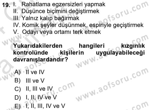 İş Yaşaminda Risk Etmenleri Ve Yönetimsel Faktörler Dersi Ara Sınavı Deneme Sınav Soruları 19. Soru
