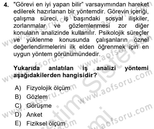 İş Yaşaminda Risk Etmenleri Ve Yönetimsel Faktörler Dersi Ara Sınavı Deneme Sınav Soruları 4. Soru