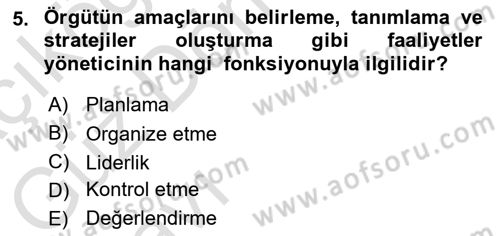 İş Yaşaminda Risk Etmenleri Ve Yönetimsel Faktörler Dersi Ara Sınavı Deneme Sınav Soruları 5. Soru