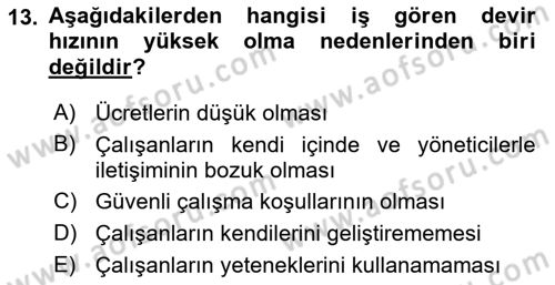 İş Yaşaminda Risk Etmenleri Ve Yönetimsel Faktörler Dersi 2023 - 2024 Yılı (Final) Dönem Sonu Sınav Soruları 13. Soru