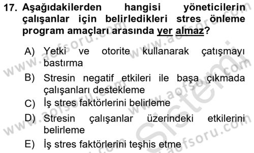İş Yaşaminda Risk Etmenleri Ve Yönetimsel Faktörler Dersi 2023 - 2024 Yılı (Final) Dönem Sonu Sınav Soruları 17. Soru