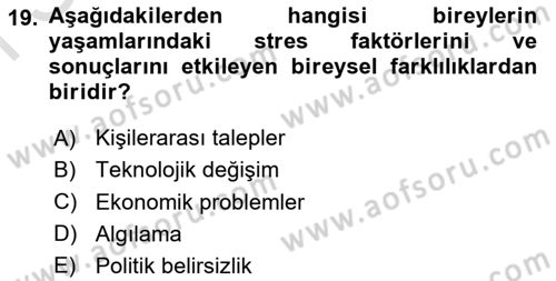 İş Yaşaminda Risk Etmenleri Ve Yönetimsel Faktörler Dersi 2023 - 2024 Yılı (Final) Dönem Sonu Sınav Soruları 19. Soru