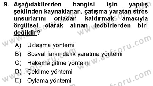İş Yaşaminda Risk Etmenleri Ve Yönetimsel Faktörler Dersi 2023 - 2024 Yılı Yaz Okulu Sınav Soruları 9. Soru