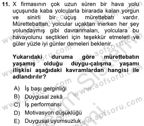 İş Yaşaminda Risk Etmenleri Ve Yönetimsel Faktörler Dersi Ara Sınavı Deneme Sınav Soruları 11. Soru