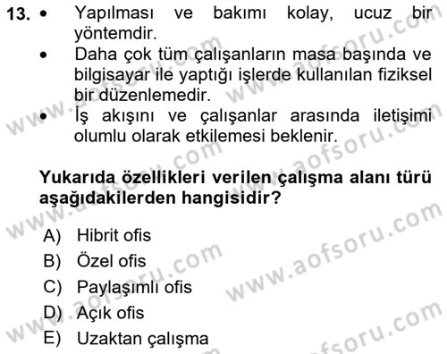 İş Yaşaminda Risk Etmenleri Ve Yönetimsel Faktörler Dersi Ara Sınavı Deneme Sınav Soruları 13. Soru