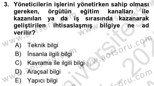 İş Yaşaminda Risk Etmenleri Ve Yönetimsel Faktörler Dersi 2024 - 2025 Yılı (Vize) Ara Sınav Soruları 3. Soru