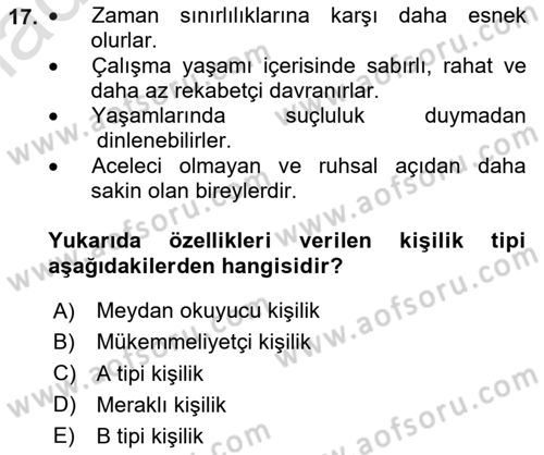 İş Yaşaminda Risk Etmenleri Ve Yönetimsel Faktörler Dersi 2024 - 2025 Yılı (Final) Dönem Sonu Sınav Soruları 17. Soru