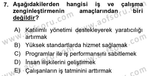 İş Yaşaminda Risk Etmenleri Ve Yönetimsel Faktörler Dersi 2024 - 2025 Yılı (Final) Dönem Sonu Sınav Soruları 7. Soru