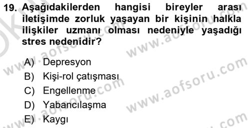 İş Yaşaminda Risk Etmenleri Ve Yönetimsel Faktörler Dersi 2024 - 2025 Yılı Yaz Okulu Sınav Soruları 19. Soru