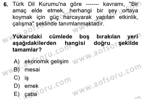 İş Yaşaminda Risk Etmenleri Ve Yönetimsel Faktörler Dersi 2024 - 2025 Yılı Yaz Okulu Sınav Soruları 6. Soru