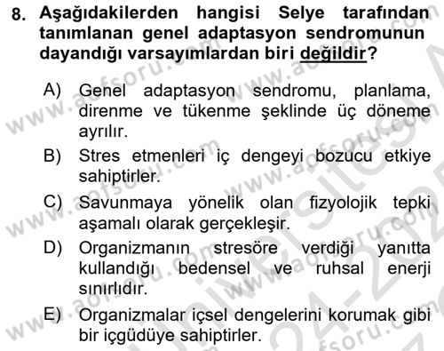 İş Yaşaminda Risk Etmenleri Ve Yönetimsel Faktörler Dersi 2024 - 2025 Yılı Yaz Okulu Sınav Soruları 8. Soru