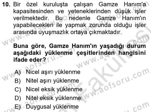 İş Yaşaminda Risk Etmenleri Ve Yönetimsel Faktörler Dersi 2025 - 2026 Yılı (Vize) Ara Sınav Soruları 10. Soru