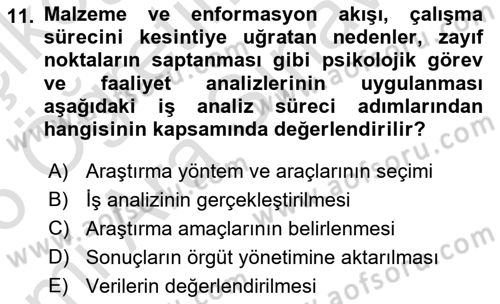 İş Yaşaminda Risk Etmenleri Ve Yönetimsel Faktörler Dersi 2025 - 2026 Yılı (Vize) Ara Sınav Soruları 11. Soru