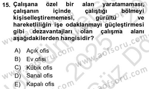 İş Yaşaminda Risk Etmenleri Ve Yönetimsel Faktörler Dersi 2025 - 2026 Yılı (Vize) Ara Sınav Soruları 15. Soru