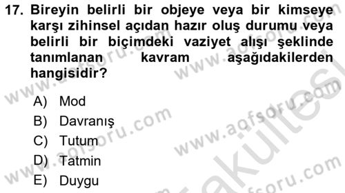 İş Yaşaminda Risk Etmenleri Ve Yönetimsel Faktörler Dersi 2025 - 2026 Yılı (Vize) Ara Sınav Soruları 17. Soru