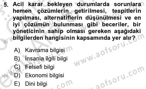 İş Yaşaminda Risk Etmenleri Ve Yönetimsel Faktörler Dersi 2025 - 2026 Yılı (Vize) Ara Sınav Soruları 5. Soru