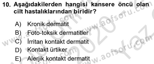 Kimya ve Biyoloji Sektörlerinde İş Sağlığı ve Güvenliği Dersi 2020 - 2021 Yılı Yaz Okulu Sınav Soruları 10. Soru