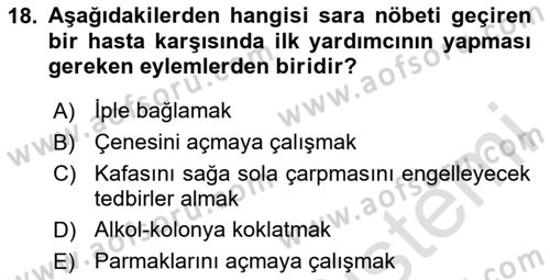Kimya ve Biyoloji Sektörlerinde İş Sağlığı ve Güvenliği Dersi 2020 - 2021 Yılı Yaz Okulu Sınav Soruları 18. Soru