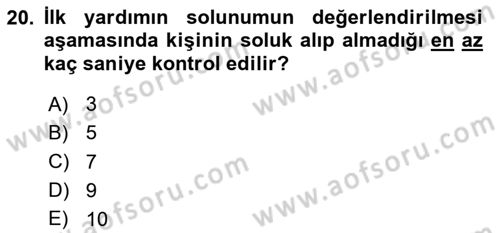 Kimya ve Biyoloji Sektörlerinde İş Sağlığı ve Güvenliği Dersi 2020 - 2021 Yılı Yaz Okulu Sınav Soruları 20. Soru