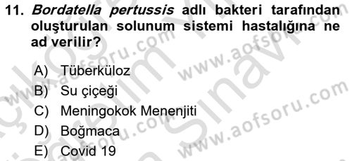 Kimya ve Biyoloji Sektörlerinde İş Sağlığı ve Güvenliği Dersi 2021 - 2022 Yılı (Vize) Ara Sınav Soruları 11. Soru