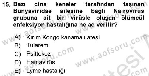 Kimya ve Biyoloji Sektörlerinde İş Sağlığı ve Güvenliği Dersi 2021 - 2022 Yılı (Vize) Ara Sınav Soruları 15. Soru