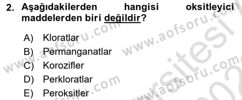 Kimya ve Biyoloji Sektörlerinde İş Sağlığı ve Güvenliği Dersi 2021 - 2022 Yılı (Vize) Ara Sınav Soruları 2. Soru