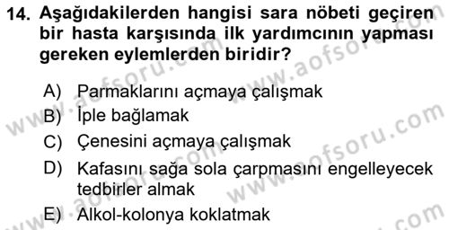 Kimya ve Biyoloji Sektörlerinde İş Sağlığı ve Güvenliği Dersi 2021 - 2022 Yılı (Final) Dönem Sonu Sınav Soruları 14. Soru