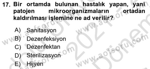 Kimya ve Biyoloji Sektörlerinde İş Sağlığı ve Güvenliği Dersi 2021 - 2022 Yılı (Final) Dönem Sonu Sınav Soruları 17. Soru