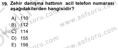 Kimya ve Biyoloji Sektörlerinde İş Sağlığı ve Güvenliği Dersi 2021 - 2022 Yılı Yaz Okulu Sınav Soruları 19. Soru