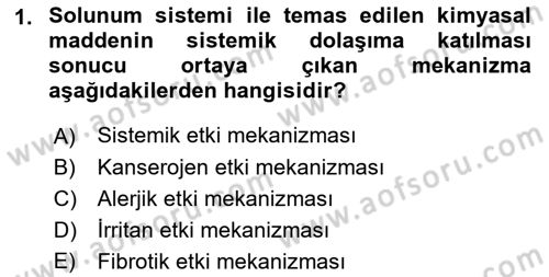 Kimya ve Biyoloji Sektörlerinde İş Sağlığı ve Güvenliği Dersi 2022 - 2023 Yılı Yaz Okulu Sınav Soruları 1. Soru
