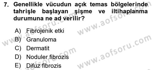 Kimya ve Biyoloji Sektörlerinde İş Sağlığı ve Güvenliği Dersi 2022 - 2023 Yılı Yaz Okulu Sınav Soruları 7. Soru