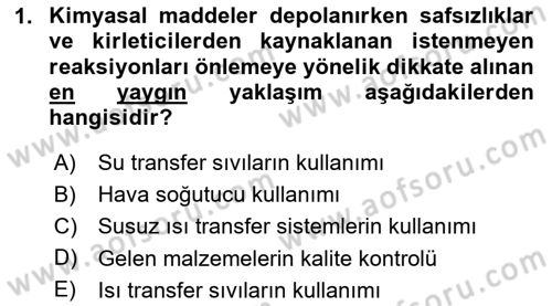 Kimya ve Biyoloji Sektörlerinde İş Sağlığı ve Güvenliği Dersi 2023 - 2024 Yılı (Final) Dönem Sonu Sınav Soruları 1. Soru
