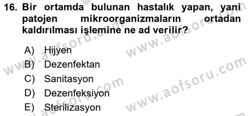 Kimya ve Biyoloji Sektörlerinde İş Sağlığı ve Güvenliği Dersi 2023 - 2024 Yılı (Final) Dönem Sonu Sınav Soruları 16. Soru