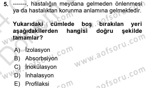 Kimya ve Biyoloji Sektörlerinde İş Sağlığı ve Güvenliği Dersi 2023 - 2024 Yılı (Final) Dönem Sonu Sınav Soruları 5. Soru