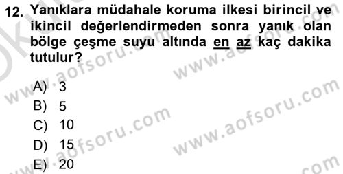 Kimya ve Biyoloji Sektörlerinde İş Sağlığı ve Güvenliği Dersi 2023 - 2024 Yılı Yaz Okulu Sınav Soruları 12. Soru