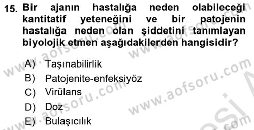 Kimya ve Biyoloji Sektörlerinde İş Sağlığı ve Güvenliği Dersi 2023 - 2024 Yılı Yaz Okulu Sınav Soruları 15. Soru