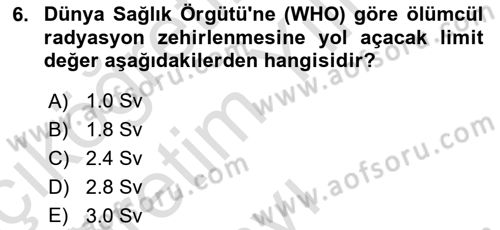 Kimya ve Biyoloji Sektörlerinde İş Sağlığı ve Güvenliği Dersi 2023 - 2024 Yılı Yaz Okulu Sınav Soruları 6. Soru
