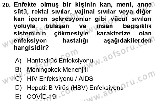 Kimya ve Biyoloji Sektörlerinde İş Sağlığı ve Güvenliği Dersi 2024 - 2025 Yılı (Vize) Ara Sınav Soruları 20. Soru