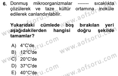 Kimya ve Biyoloji Sektörlerinde İş Sağlığı ve Güvenliği Dersi 2024 - 2025 Yılı (Vize) Ara Sınav Soruları 6. Soru