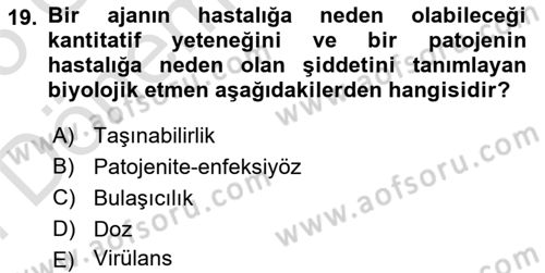 Kimya ve Biyoloji Sektörlerinde İş Sağlığı ve Güvenliği Dersi 2024 - 2025 Yılı (Final) Dönem Sonu Sınav Soruları 19. Soru