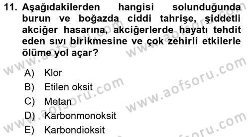 Kimya ve Biyoloji Sektörlerinde İş Sağlığı ve Güvenliği Dersi 2025 - 2026 Yılı (Vize) Ara Sınav Soruları 11. Soru
