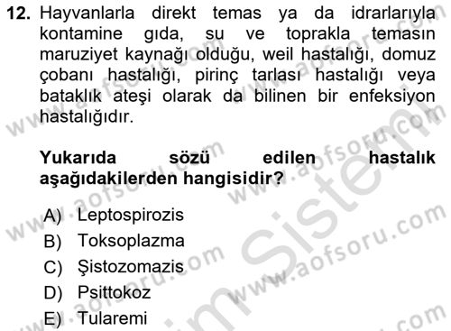 Kimya ve Biyoloji Sektörlerinde İş Sağlığı ve Güvenliği Dersi 2025 - 2026 Yılı (Vize) Ara Sınav Soruları 12. Soru