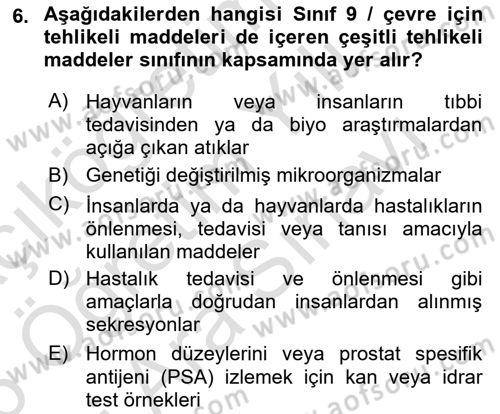 Kimya ve Biyoloji Sektörlerinde İş Sağlığı ve Güvenliği Dersi 2025 - 2026 Yılı (Vize) Ara Sınav Soruları 6. Soru