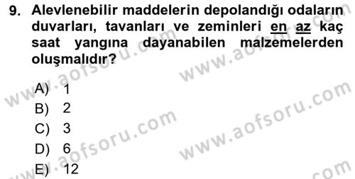 Kimya ve Biyoloji Sektörlerinde İş Sağlığı ve Güvenliği Dersi 2025 - 2026 Yılı (Vize) Ara Sınav Soruları 9. Soru