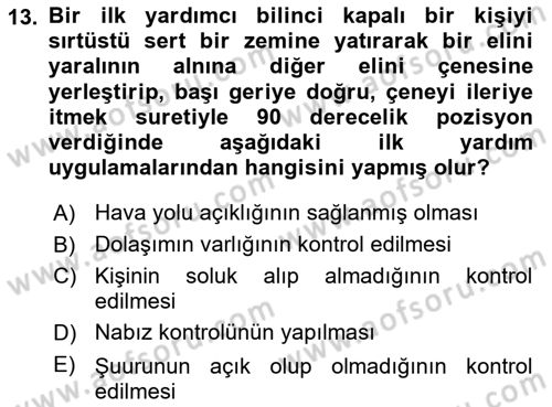 Kimya ve Biyoloji Sektörlerinde İş Sağlığı ve Güvenliği Dersi 2025 - 2026 Yılı (Final) Dönem Sonu Sınav Soruları 13. Soru